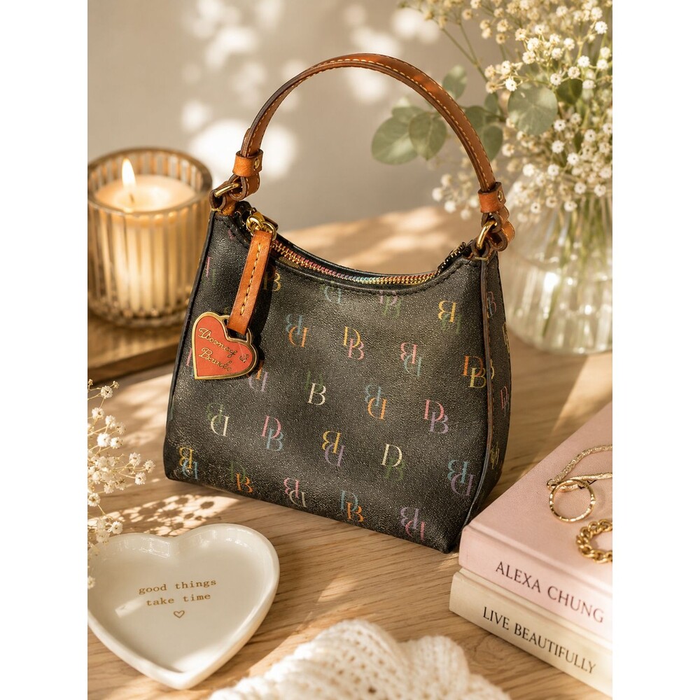 Vintage Dooney & Bourke Bitsy Logo Rainbow Monogram Y2K Mini Hand Bag Purse